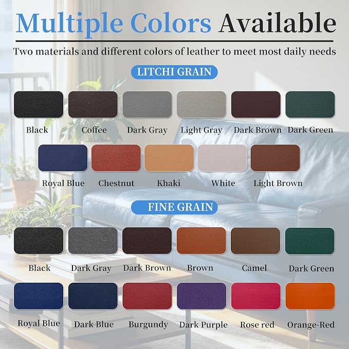 Fadoub Leather Repair Patch Tape Self-Adhesive, 8x11In Heavy Duty Vinyl Patch, Leather Repair Kit for Furniture, Sofa, Couch, Office Chair, Car Seat, Car Interior(Dark Green-Fine Grain)