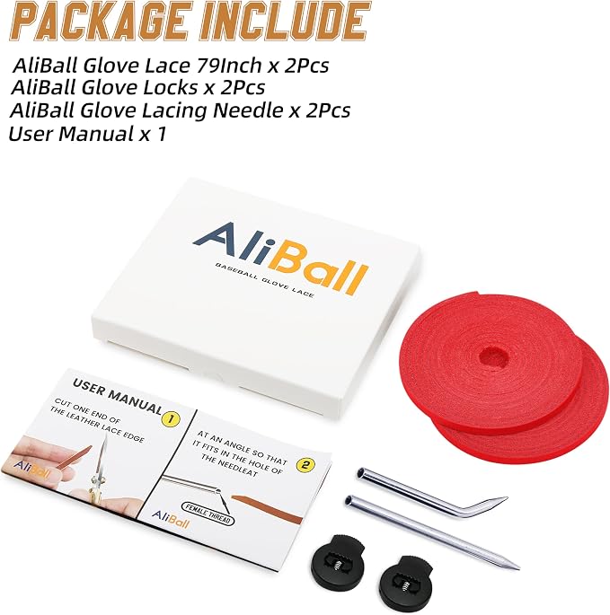 Baseball Glove Lace, 2 Pcs Authentic Cowhide Lace 79 Inch, Perfect Quick Repair Baseball Glove Repair Lacing Kit