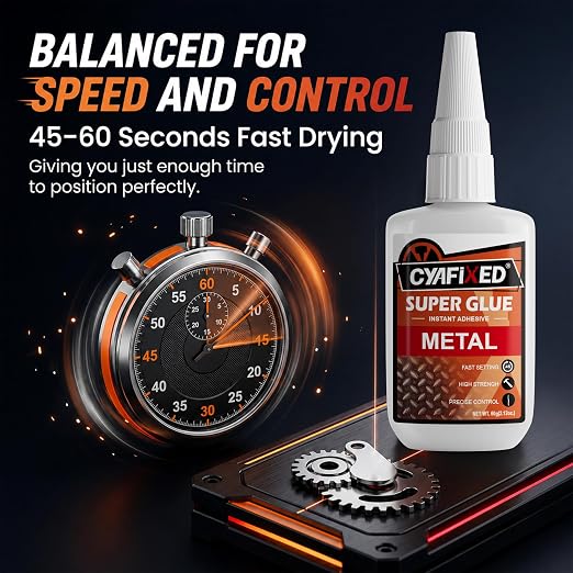 Metal Super Glue Heavy Duty 2oz Clear CA Glue for Metal Stainless Steel Aluminum Brass Jewelry, Instant Cyanoacrylate Adhesive Bonding High Strength Superglue Liquid with Precision Tip Waterproof