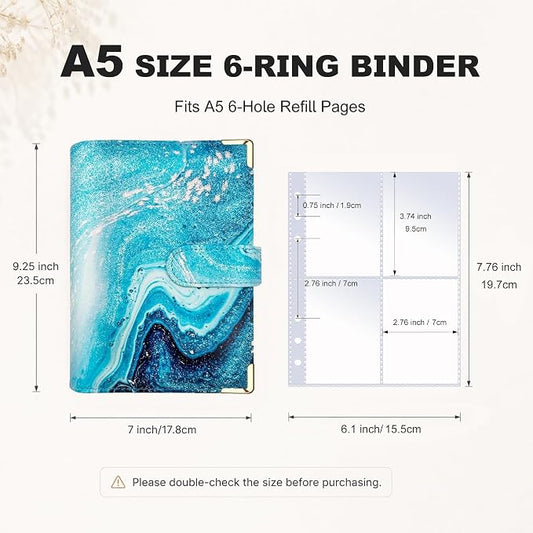 Convend A5 Kpop Photocard Binder,6 Ring Refillable Binder Album with 240 Card Slots,PU Leather Cover,Magnetic Closure for K-pop Photocards,Trading Cards,Game Cards,Marble Blue