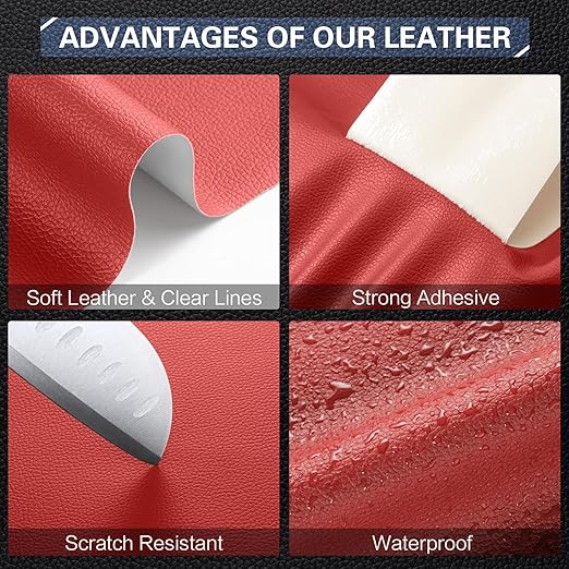 Leather Repair Kit for Furniture 4"x 63" Leather Tape Repair Patch Self Adhesive Sofa Vinyl Repair Patch Kit for Car Seat,Couch,Boat Seat,Chair - Red