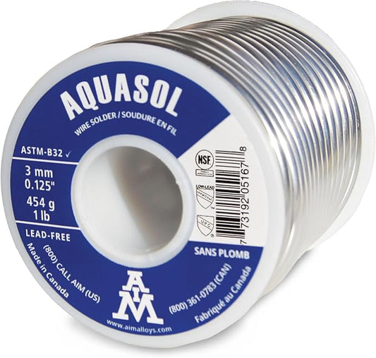 AIM Lead-Free Plumbing Solder, Silver Bearing, 0.125inch dia, 1 Lb Spool