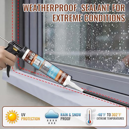 4 Pack Black Silicone Caulk, Neutral Black Caulking Waterproof, 10.1OZ Silicone Sealant for Filling Gaps and Cracks, Shower, Bathroom, Windows & Doors, Bathtub, RV, Pest Entry Blocking