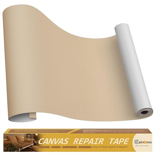 Cahomo Canvas Repair Tape 16x79 inch, Self Adhesive Fabric Patches, Couch Repair Patch Kit, Fabric Repair Tape for Furniture, Sofas, Carpet, DIY, Headboards, Chairs, Pillows, Canvas Goods - Khaki