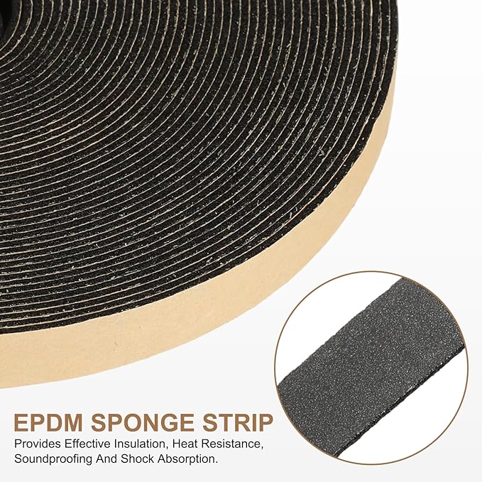 PATIKIL Foam Insulation Tape, 2Pcs 3/8" W x 1/8" t x 32.8FT Self Adhesive Weather Stripping Door Seal Strip for Door Window Air Conditioning, Black