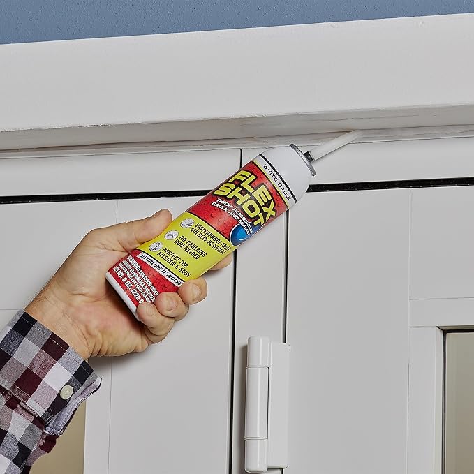 Flex Shot, Flexible Rubber Silicone Sealant, Waterproof Caulk, UV Resistant, No Caulk Gun Needed, Perfect for Kitchen, Bath, Showers, Sinks, Baseboards, White, 8oz, 2-Pack
