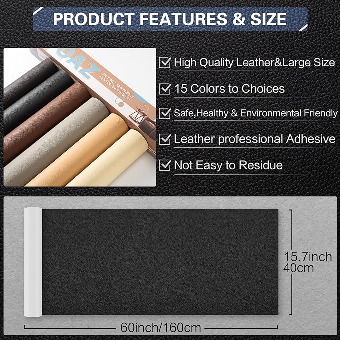 Leather Repair Kit for Furniture 16"x 31.5" Leather Tape Repair Patch Self Adhesive Sofa Vinyl Repair Patch Kit for Car Seat,Couch,Boat Seat,Chair - Classic Coffee