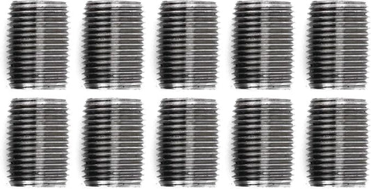 Pipe Decor 1/2” x 1” Malleable Cast Iron Pipe Close Nipple, Industrial Steel Grey Fits Standard Half Inch Black Threaded Pipes Nipples and Fittings, Build Vintage DIY Furniture, 10 Pack