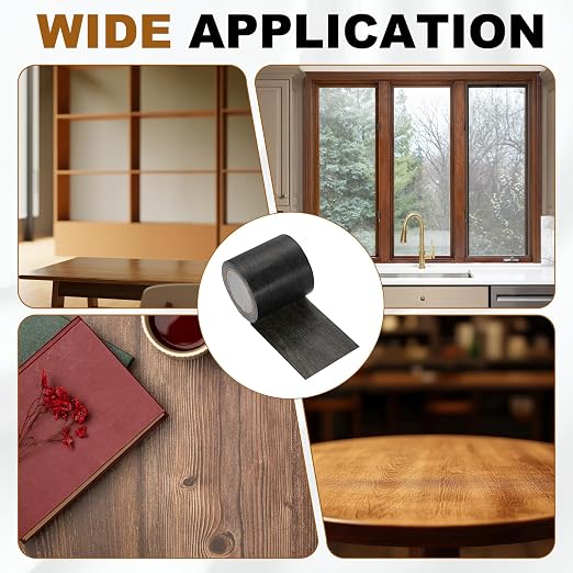 uxcell 2 Pcs Wood Grain Repair Tape, 2.2" x 15ft Self Adhesive Wood Grain Colored Duct Tape Waterproof Repair Patch for Furniture Floor Scratch Fix, Baseboards, DIY Decor, Ebony Black