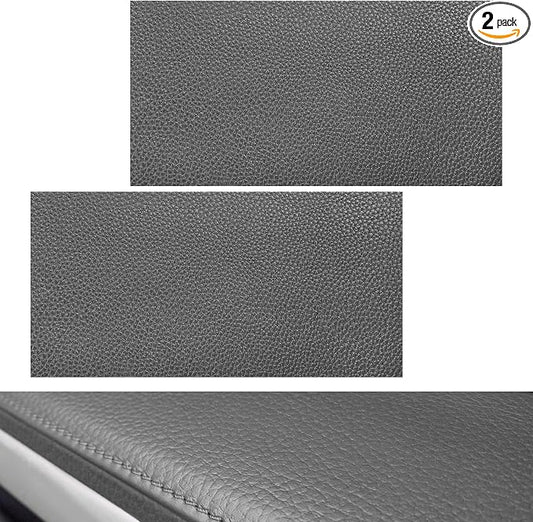 2 PCS PU Leather Patch for Car Seat Repair, 8 × 4 Inch Waterproof Auto Upholstery Cuttable Patches, Self-Adhesive Seat Leather Tape Portable Repair Kit for Vehicles (Gray)