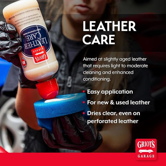 Griot's Garage Leather Care, Car Seat Cleaner and Conditioner for Upholstery, Furniture, Clothing, and More, 11142, 16oz
