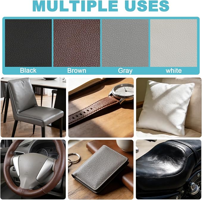 Black Lychee Grain Faux Leather Fabric 39"x54" - Waterproof Marine Grade Vinyl for Car Seats, Boat Upholstery & Heavy-Duty Furniture Projects