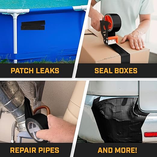 Lockport Duct Tape Heavy Duty Waterproof,20 Yards x 2 Inch,Strong Adhesive Roll for Indoor & Outdoor Repair,No Residue,Tear by Hand - Duct Tape Bulk Value (Black, 1 Pack)
