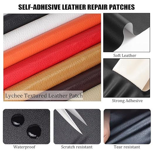Self Adhesive Leather Fabric for Repair, Leather Rip Repair Kit Vinyl Repair Tape, Upholstery Leather Patches for Furniture Couch Chairs Car Seat(Dark Green)