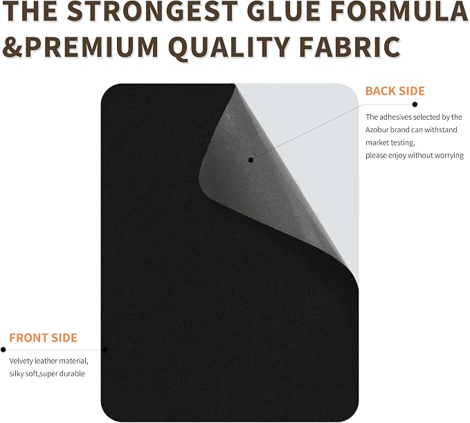 Azobur Sofa Repair Patch - 6 Self Adhesive Microfiber Patches for Luxurious Look Quick Fix Sofa (Black)