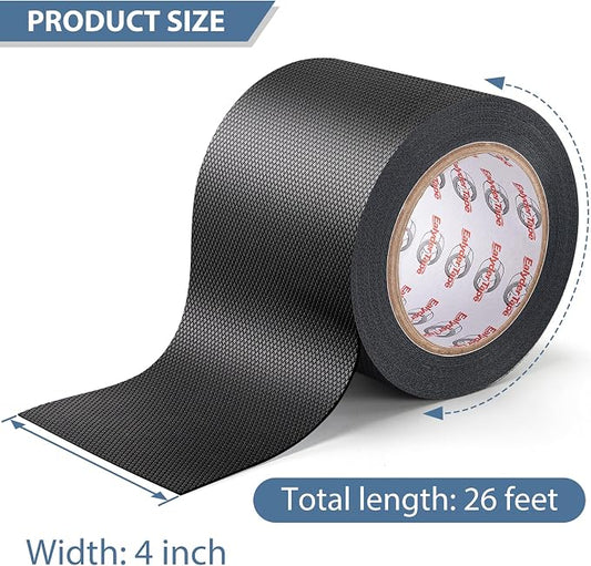 4 Inch x 26 FT Rubber Grip Tape, Black Ultra-Thin Strong Adhesive Anti-Slip for Handles, Home Use, Waterproof Wear-Resistant Heat Resistant Grip Tape, Comfortable in Hands