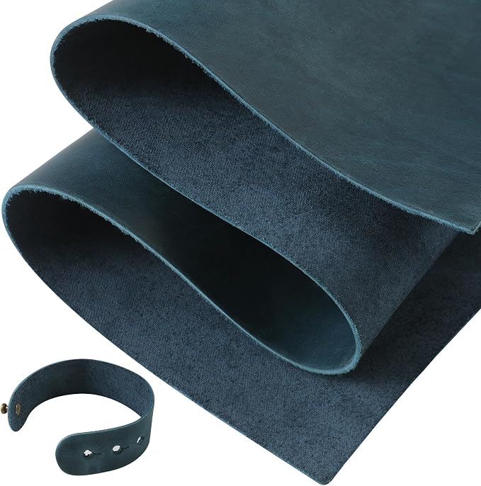 RingSun 12''X12'' Blue Leather Sheets for Crafts (2mm), Full Grain Leather Tooling Leather