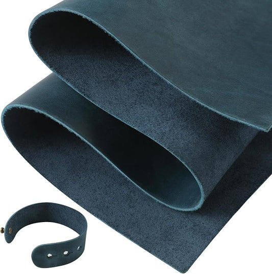 RingSun 6''X12'' Blue Leather Sheets for Crafts (2mm), Full Grain Leather Tooling Leather