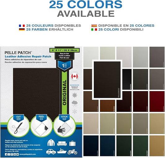 Car Leather Repair Kit Black - 25 Colors Available - Original 8x11 - Dark Brown