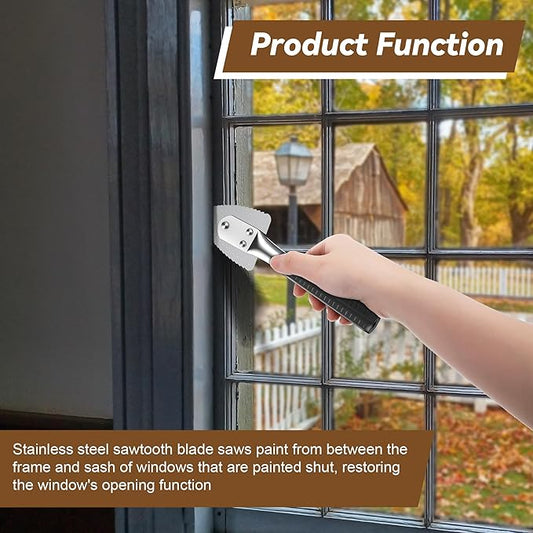 Feekoon Professional Metal Window Opener, Stainless Steel Window Zipper Deglazing Tool, Scraper Tool for Cutting Through Dried Paint and Hardened Caulk
