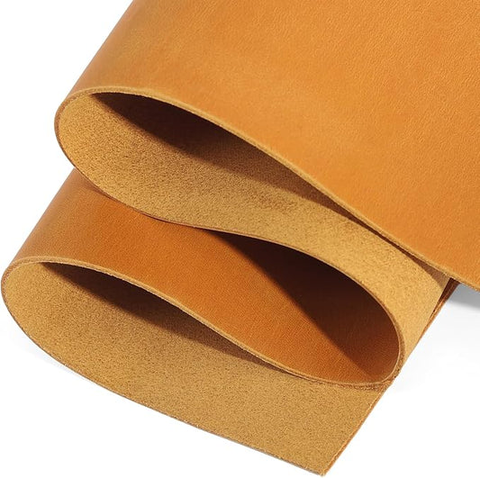 Shkira 12''X24'' Genuine Buckthorn Brown Leather Sheets for Crafts - Square 2.0MM Thick Genuine - Thick Cowhide Pieces Square - Leather Sheet for Arts
