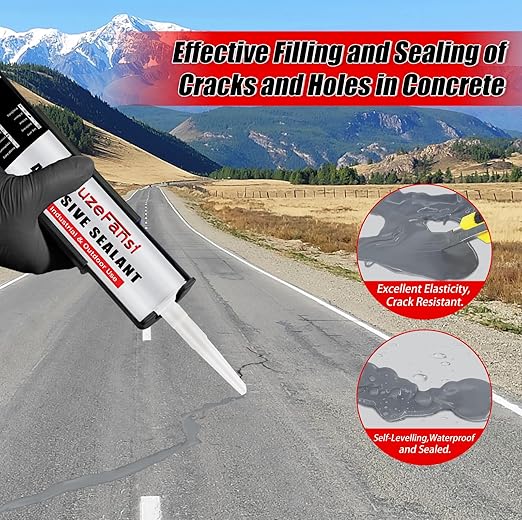 6 Pack Concrete Crack Filler, Self-Leveling Cement Crack Filler Waterproof Silicone Sealant, Flexible Magic Crack Repair for Concrete, 10.1 fl. oz,Gray