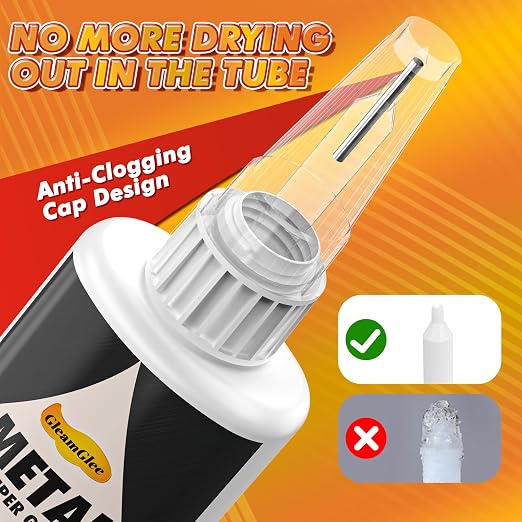 Super Glue for Metal and Stainless Steel 35g - Ultra Strong, Heavy Duty Waterproof, Heat Resistant, Quick-Dry, Clear Glue for Strong Bonding Between Metals, Other Materials, Jewelry Making