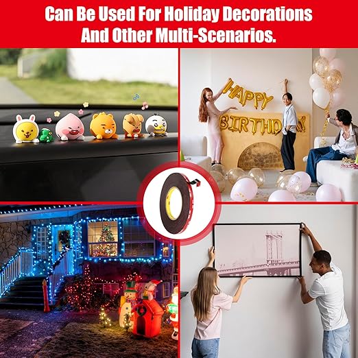 Double Sided Tape Heavy Duty, Waterproof Mounting Foam Tape, 36.5ft Length, 0.8in Width, High Temperature Resistant Adhesive Tape for Car, LED Strip Light, Office Decor, Uses VHB 5952 Raw Material
