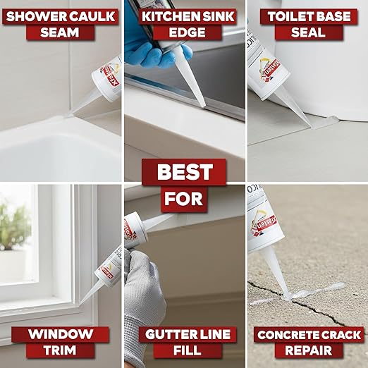 XFasten Clear Silicone Caulk Neutral Cure 10.1 oz (20-Pack) 100% Waterproof Silicone Sealant, Crack and Shrink Resistant, Low Odor, Strong Adhesion Caulking for Kitchen Bath Window Shower Outdoor Use