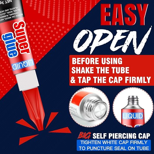 3 Gram (Pack of 12) Single Use Super Glue Liquid, Super Fast, Thin & Strong Adhesive Superglue, Cyanoacrylate Glue for Hard Plastics, DIY Craft, Ceramics, Leather, Metal Etc