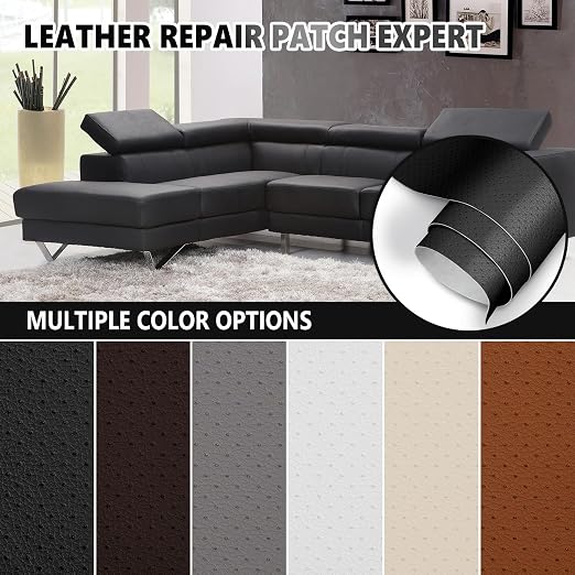 Leather Repair Patch, Breathable Perforated Self Adhesive Repair Patch, Furniture Couch Car Seats Office Chairs Sofa Repair Refurbished Faux Leather Patch (Black,15.7x39.3 inch)