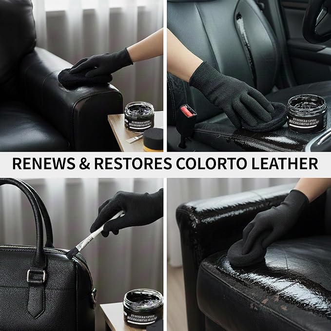 Black Leather Recoloring Balm Color Restorer Scratch Multipurpose Dye Paint Leather Repair Kits for Vinyl Sofas Furniture Faded Leather Couches Car Seats