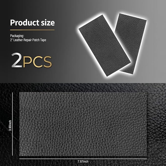 2PCS 8"x4" PU Leather Repair Patch,Self-Adhesive Leather Repair Kit to Repairs Cracks/Holes,Versatile Leathers Patch for Car Seat Repairs & Furniture & Vinyl Surface