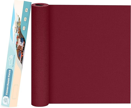 KING MOUNTAIN Canvas Repair Patch 16×30 Inch Self-Adhesive Waterproof Fabric Patch for Sofas, Tents, Furniture,Tote Bags, Car Seats (Burgundy)