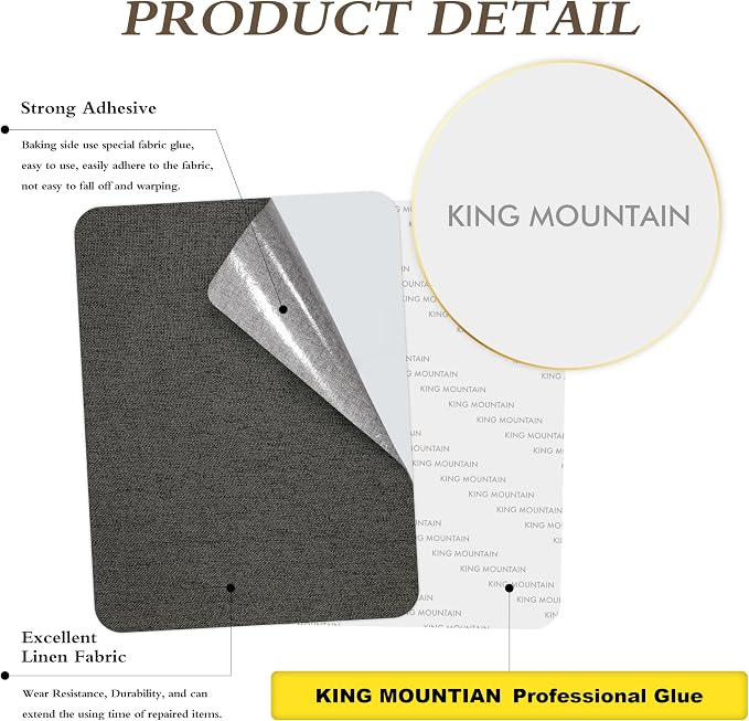 Fine Linen Repair Patches, Self-Adhesive Fabric Patches, 8X11 inch 2 PCS, Multi Color, Can be Used for Sofa，Chair,Curtain Repair(Dark Grey,8" x 11"-2PCS)