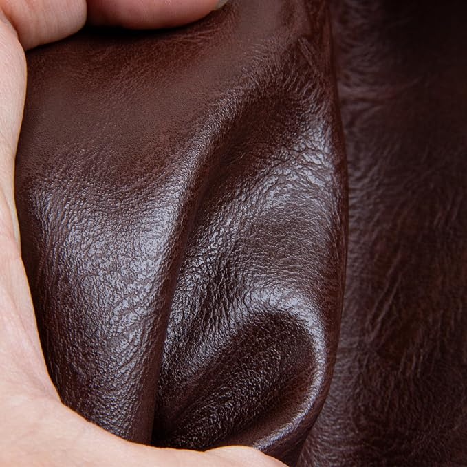 Faux Leather Fabric Sheet, 12 x 54 Inches, Texture Synthetic Material for DIY Crafts, Leather earings,Upholstery, Automotive, Sofa Projects Individual 1/3 Yard Cut (Dark Brown, 1/3 Yard)