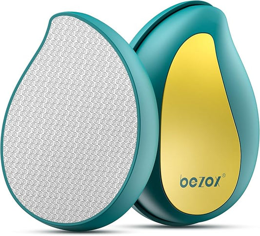 BEZOX Glass Foot Scrubber – Professional Foot File Callus Remover for Dead Skin & Cracked Heels – Premium Pumice Stone Pedicure Tools for Feet with Anti-Slip Handle and Protective Cover - Green