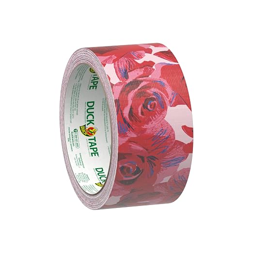 Duck Brand Duct Tape Colors and Patterns, 1.88 Inches x 10 Yards, Red Roses Duct Tape Pattern, 6 Rolls
