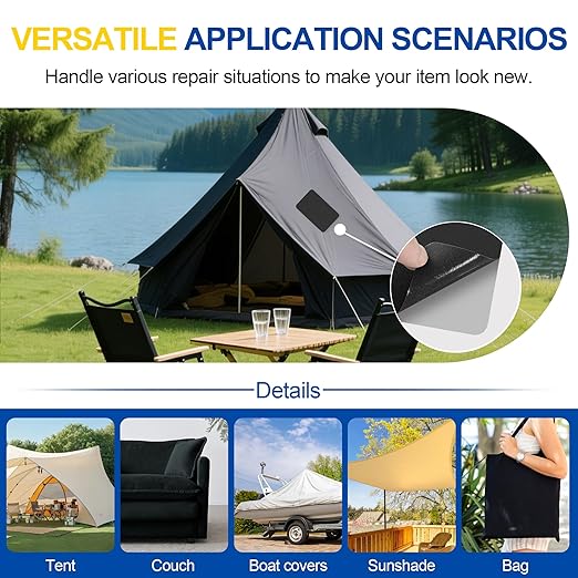 Fabric Repair Tape, Self Adhesive Canvas Repair Patch, Waterproof Outdoor Canvas Tape/Patch Kit for Sun Shades Clothing Tent Awnings Boat Cover Couches White 4x71 inch