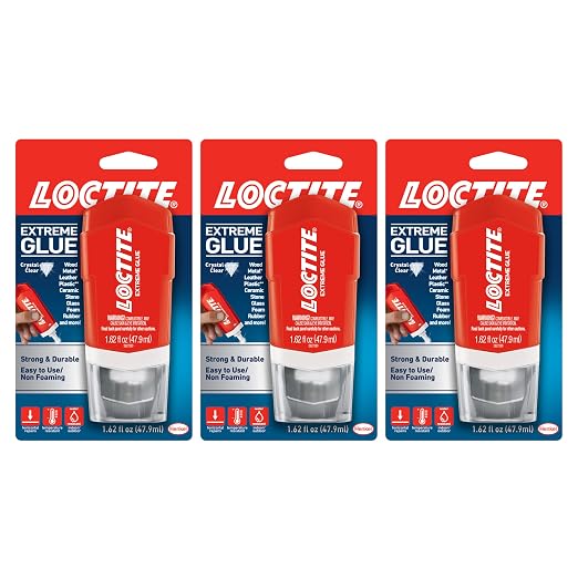 Loctite Extreme Glue, Strong All Purpose Glue for Wood, Metal, Leather, Plastic, & More - Dries Clear - 1.62 oz Tube, 3 Pack