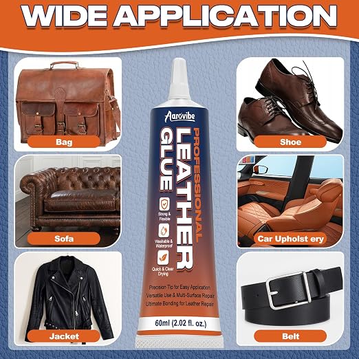 Leather Glue, 60ml Strong & Flexible Leather Adhesive-Waterproof | Quick-Dry & Clear Repair Glue for Shoes, Jackets, Handbags, Sofas, Car Seats & More – Long-Lasting Bond for Durable Fixes
