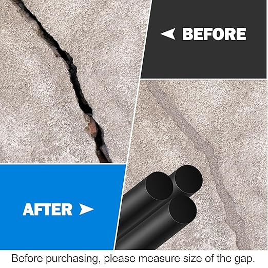 MYFAMIREA 50FT Backer Rod 1/4 Inch EPDM Rubber Caulk Saver Weather Strip Seal Concrete Expansion Joint Filler for Gaps and Joints, Black