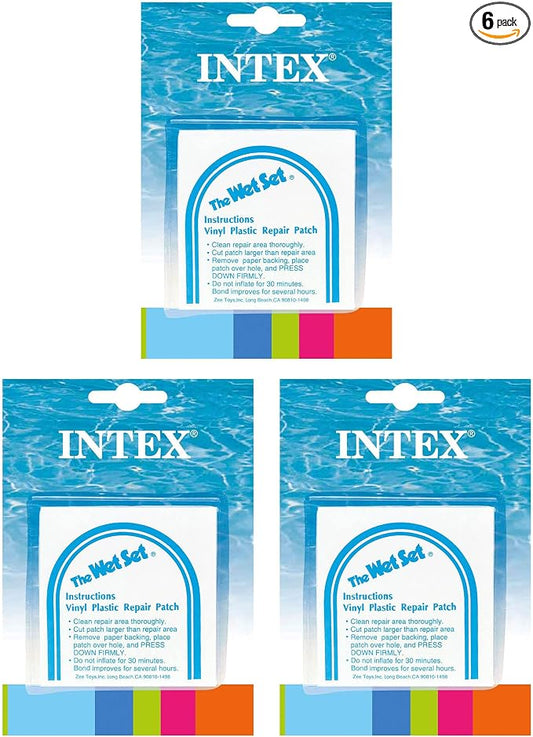 INTEX Wet Set Adhesive Vinyl Plastic Swimming Pool Tube Repair Patch 18 Pack Kit