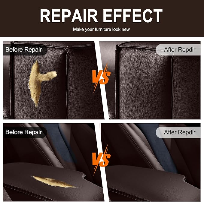 Leather Repair Patch 15.7x80 inch Large Self-Adhesive Vinyl DIY Leather Repair Kit for Sofa Car Seats Chairs Shoes Bags Damaged Furniture (Deep Brown)