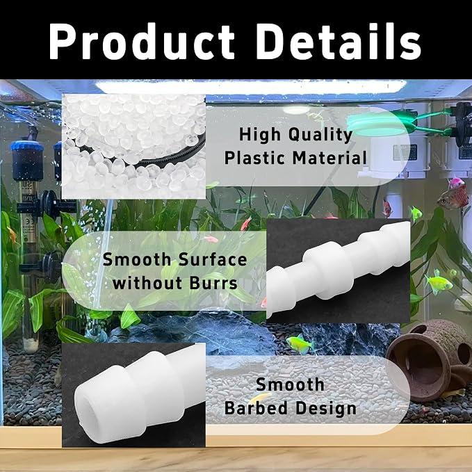 12Pcs 1/4" x 1/4" Plastic Hose Barb Fittings, Barbed Splicer Mender Joint Adapter Union Connectors for Aquarium, Household, Fuel, Gas, Liquid, Air Hose Repair