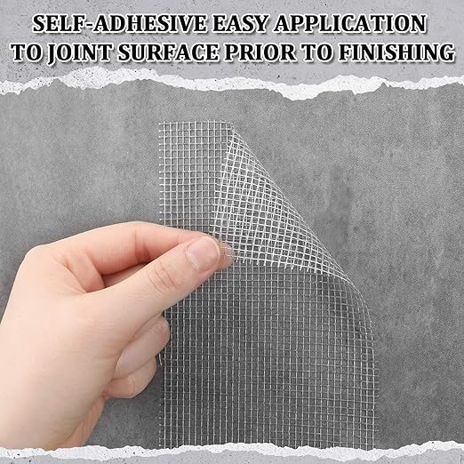 500 ft x 4 Inch Cement Board Joint Tape Self Adhesive Durable Gray Fiberglass Mesh Drywall Mesh Repair Tape for Cement Board Joints Repairing, Sealing and Strengthening