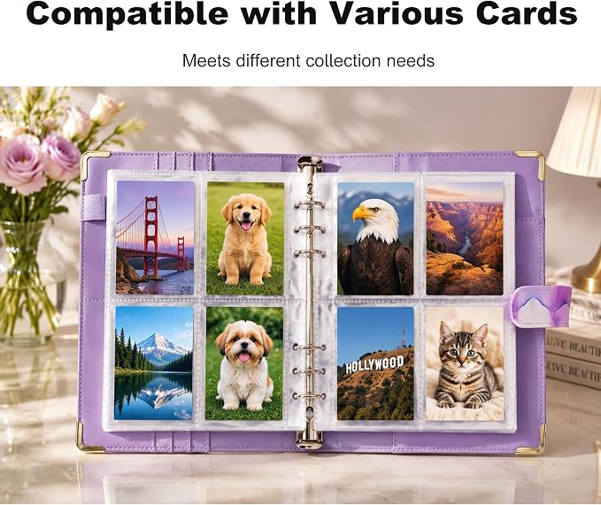 Convend A5 Kpop Photocard Binder,6 Ring Refillable Binder Album with 240 Card Slots,PU Leather Cover,Magnetic Closure for K-pop Photocards,Trading Cards,Game Cards,Marble Purple