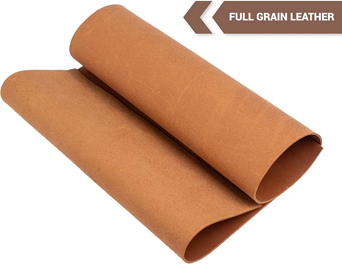 Shkira 12''X24'' Genuine Light Brown Leather Sheets for Crafts - Square - 2.0MM Thick Genuine - Thick Cowhide Pieces Square - Leather Sheet for Arts and Crafts