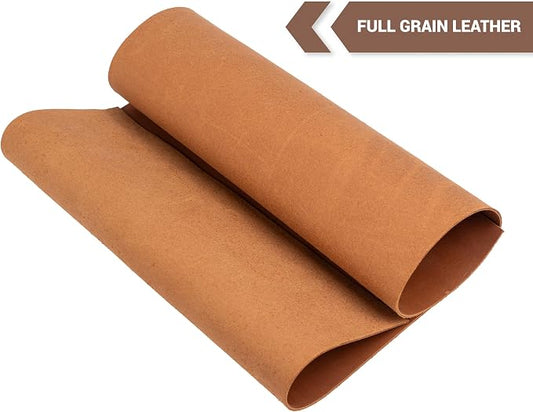 Shkira 12''X24'' Genuine Light Brown Leather Sheets for Crafts - Square - 2.0MM Thick Genuine - Thick Cowhide Pieces Square - Leather Sheet for Arts and Crafts