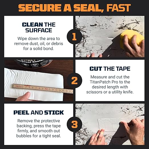 TITANPATCH PRO Waterproof Sealant Tape – White 4" x20' – Stops Leaks Fast & Stays Sealed for 15+ Years – Sticks to RVs, Roofs, Pools, Boats, Gutters – Built for Harsh Weather (-40°F to 190°F)